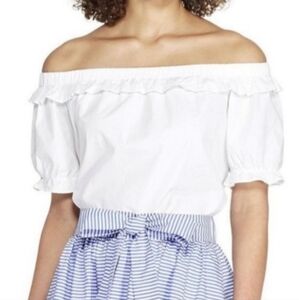 Vineyard Vines for Target White Off Shoulder Blouse Size XS Short Sleeve NEW NWT